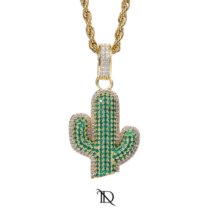 Iced-Out Cactus Pendant