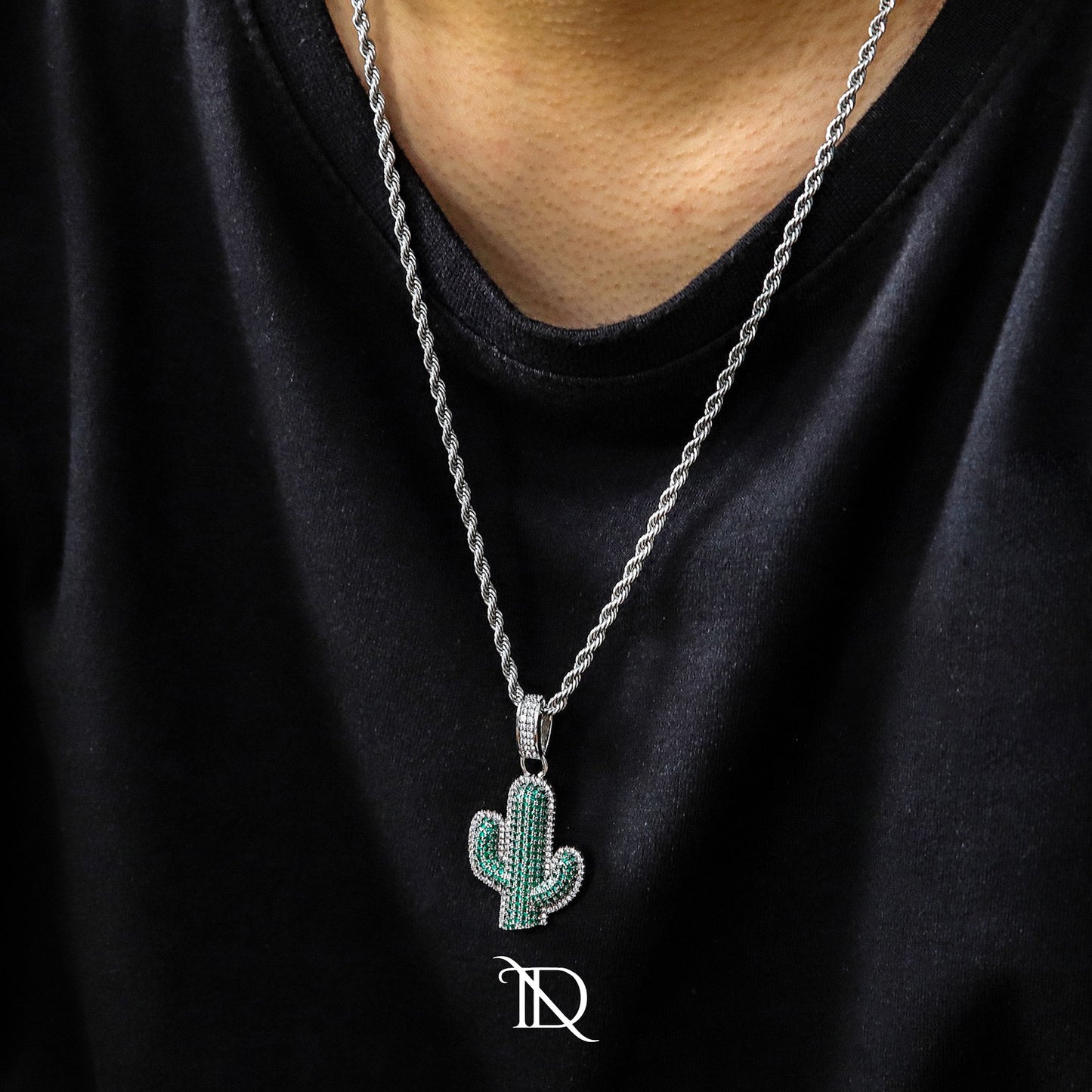 Iced-Out Cactus Pendant